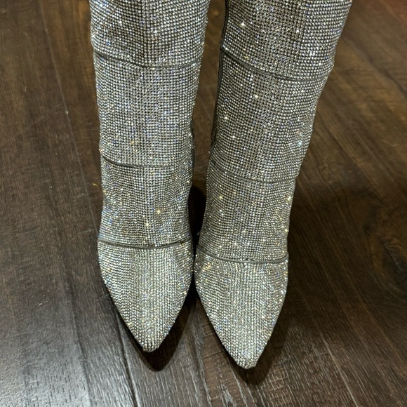 Steve Madden Wonders Rhinestone Pointed-Toe Over The Knee Boots Size 7.5 Women - Picture 5 of 16